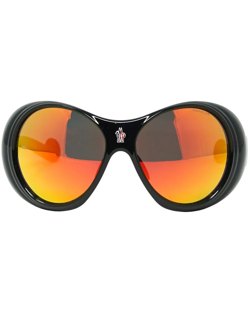 Moncler ML0148 01C 64 Schwarze Sonnenbrille Schwarz
