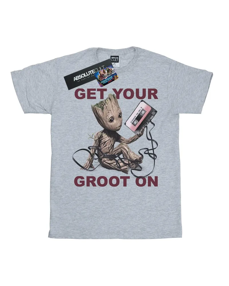 Marvel Guardians Of The Galaxy Get Your Groot On" T-Shirt für Damen (Grau Hellgrau