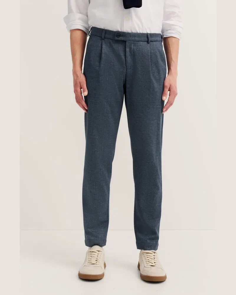 Bugatti Herren Bundfaltenhose mit Flexcity Jersey Stretch Marineblau