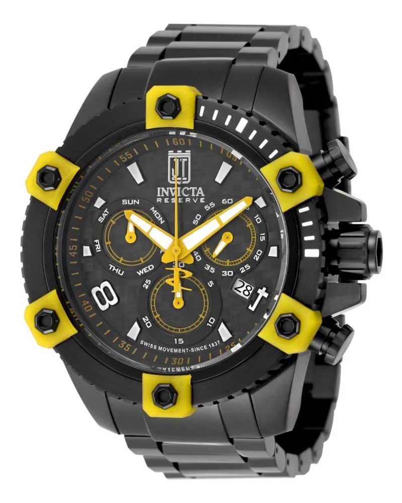 Invicta Jason Taylor 51294 Herrenuhr - Quarzwerk - Edelstahl mit schwarzem Zifferblatt - 50 mm Schwarz