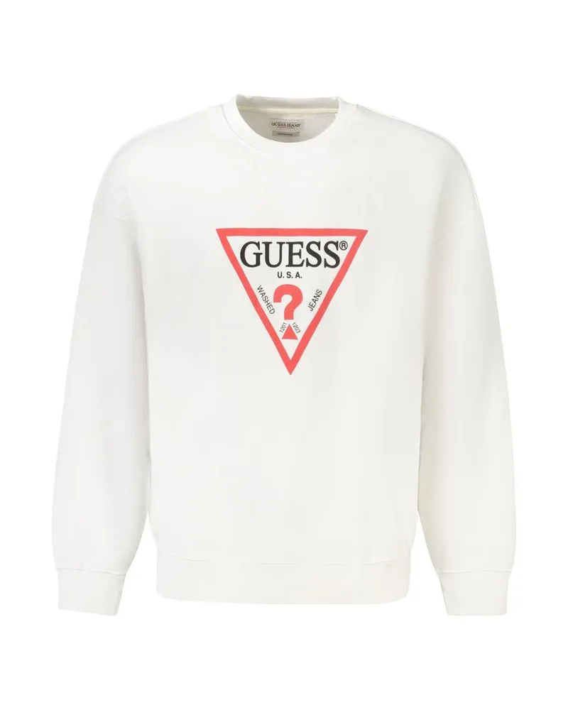 Guess White Cotton Herrenpullover - Weiß Weiß