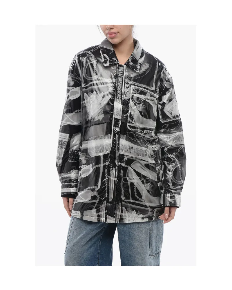 OFF-WHITE Bedruckte XRAY-gepolsterte Windjacke aus Nylon in Schwarz und Weiß Schwarz