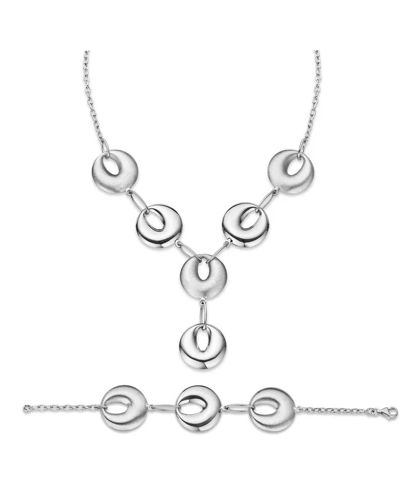 Orphelia Damen 925 Sterling Silber Set: Kette + Armband - Silber SET-018 Silber