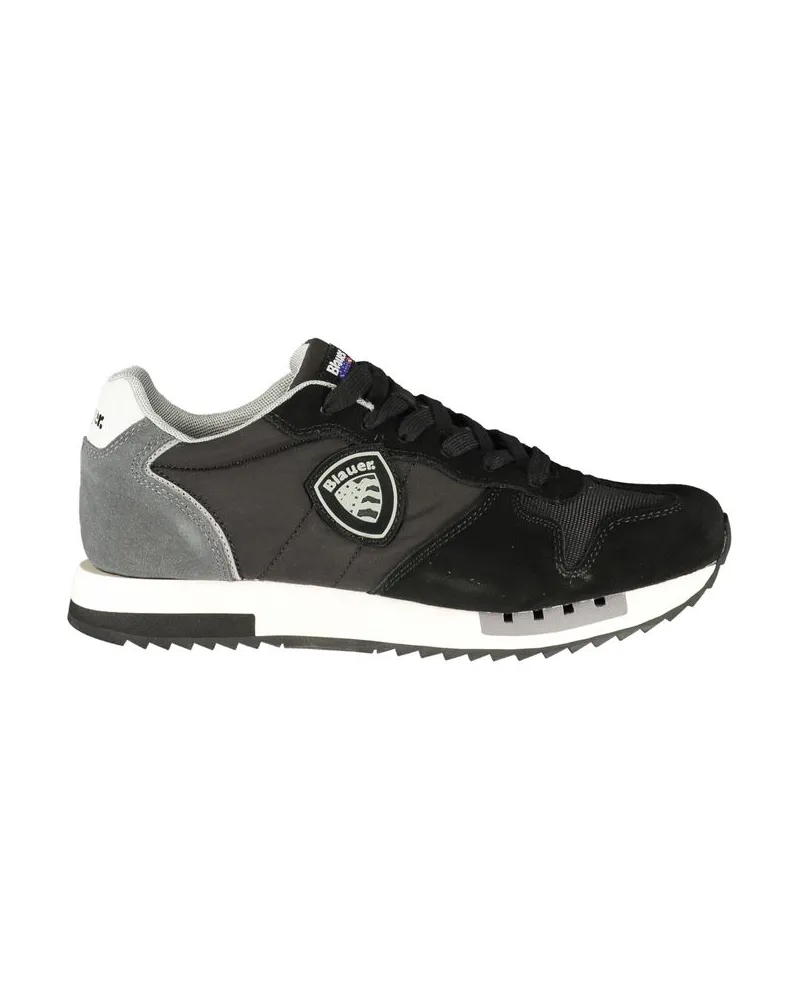 Blauer Schwarzer Polyurethan Herren Sneaker Schwarz