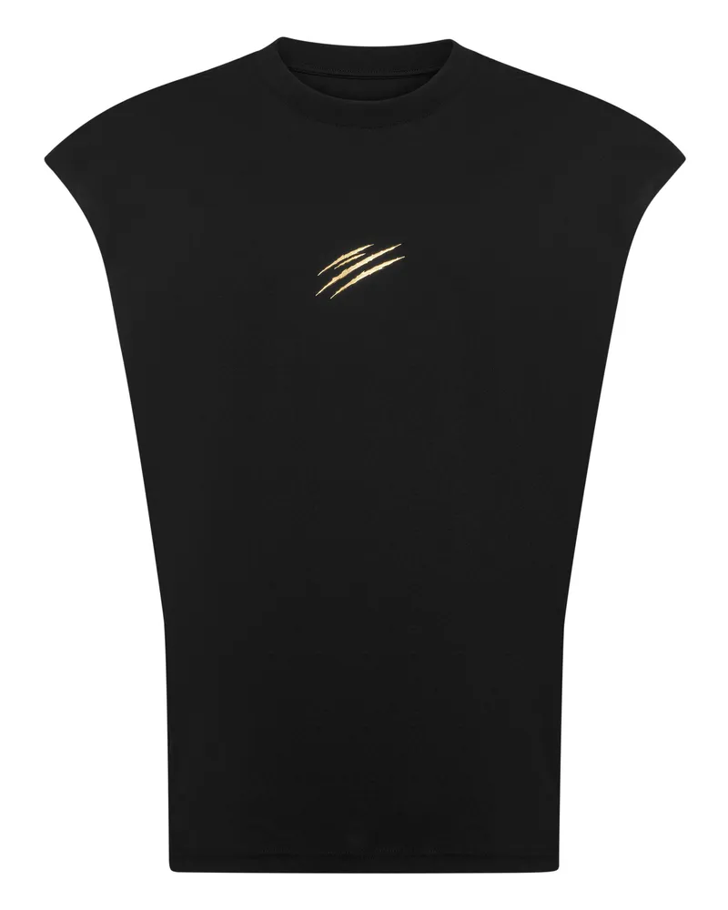 Philipp Plein Tanktop T-Shirt Label Schwarz