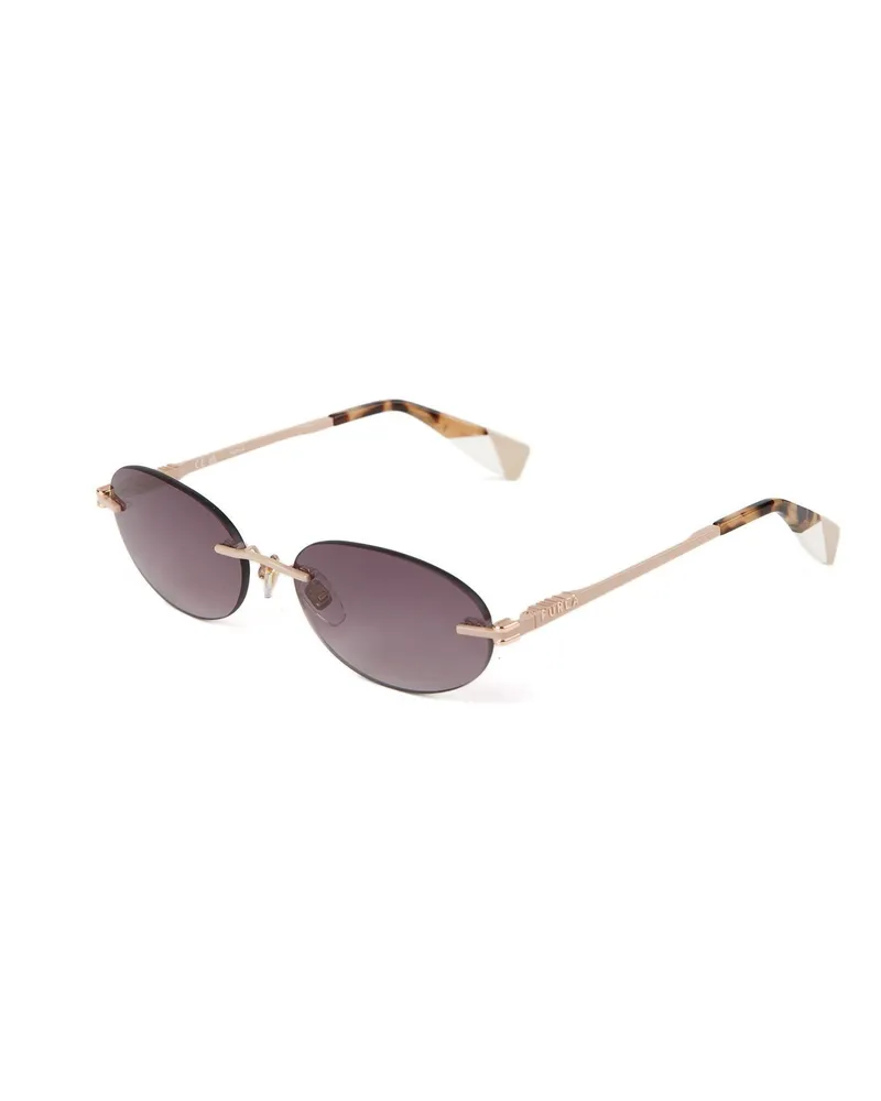 Furla Sonnenbrille Glänzendes Vollbeige Beige
