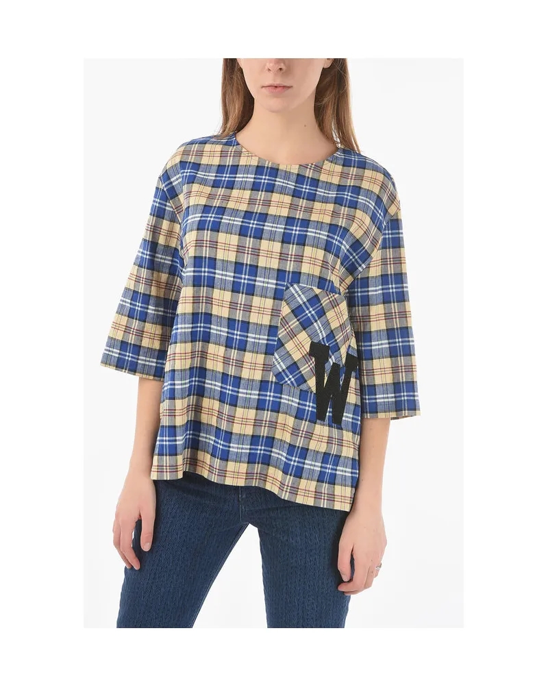 Woolrich Kariertes Oversize-T-Shirt mit Maxi-Monogramm-Patch in Mehrfarbig Mehrfarbig