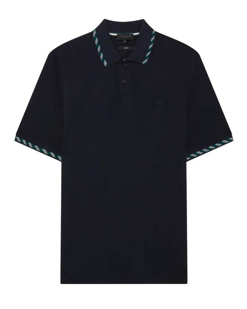 Ted Baker Polohemd mit Jacquard‑House‑Check - Marineblau Marineblau