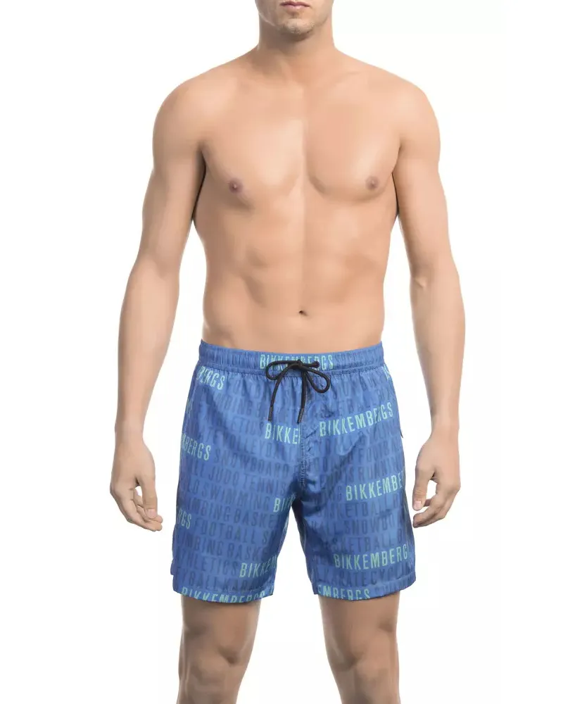 Bikkembergs Badeshorts mit Allover-Print Blau