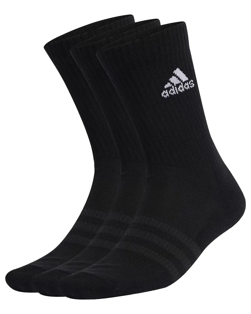 adidas Herren gepolsterte Crew-Socken, 3er-Pack Schwarz
