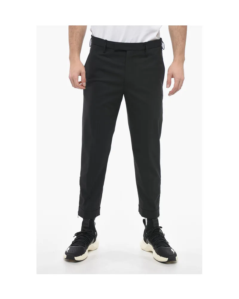 Neil Barrett Slim-Fit Chinohose Modell JAMIE mit Knöchelübergangsreißverschlüssen - Schwarz Schwarz