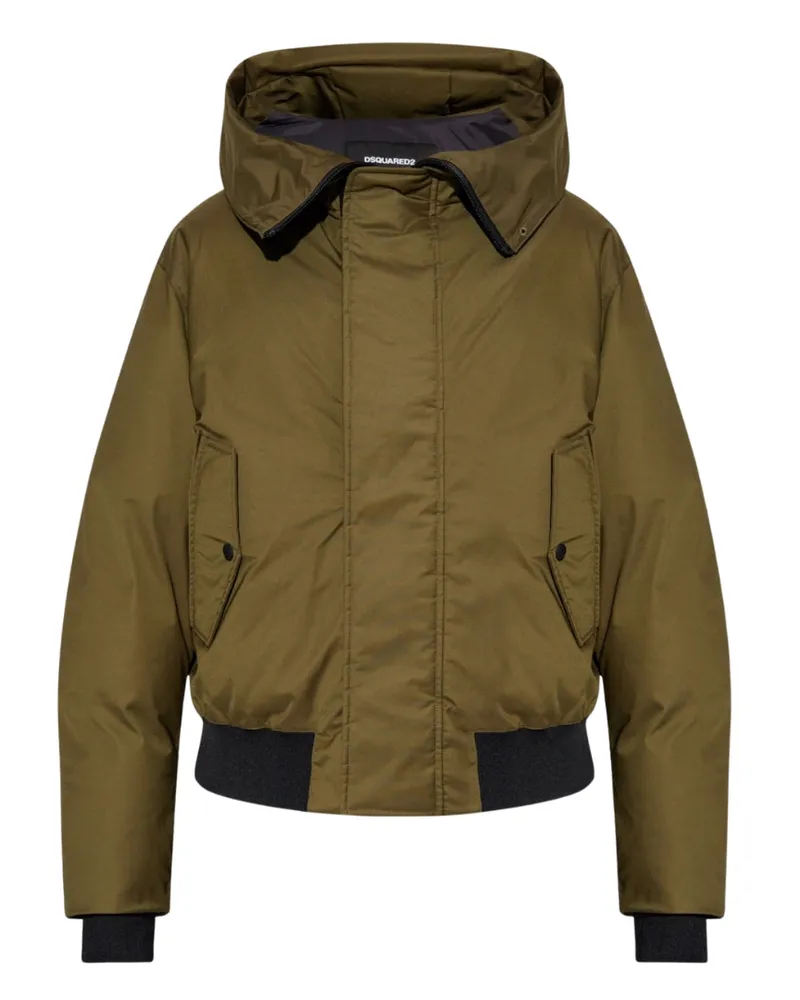 Dsquared2 Techno Daunen-bomberjacke Mit Kapuze, Militärgrün Grün