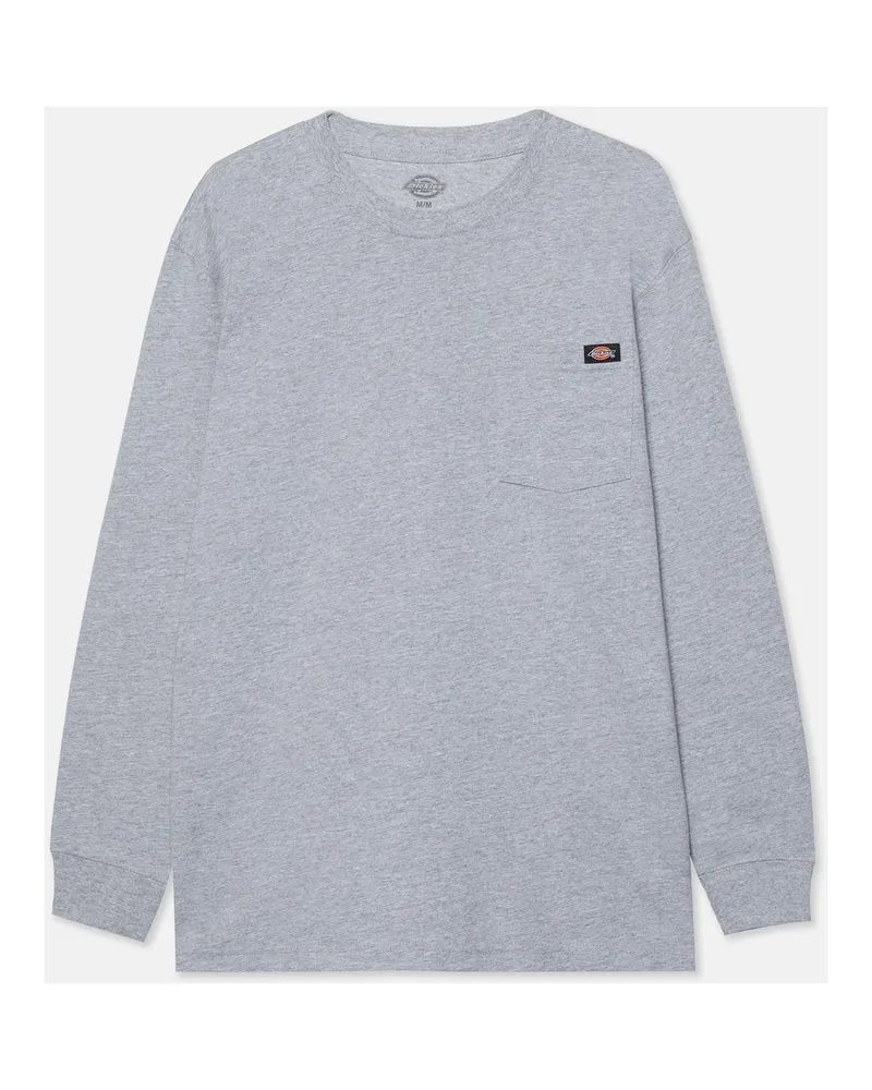 Dickies Taschen Langarm Baumwoll Herren T-Shirt in Grau Anthrazit