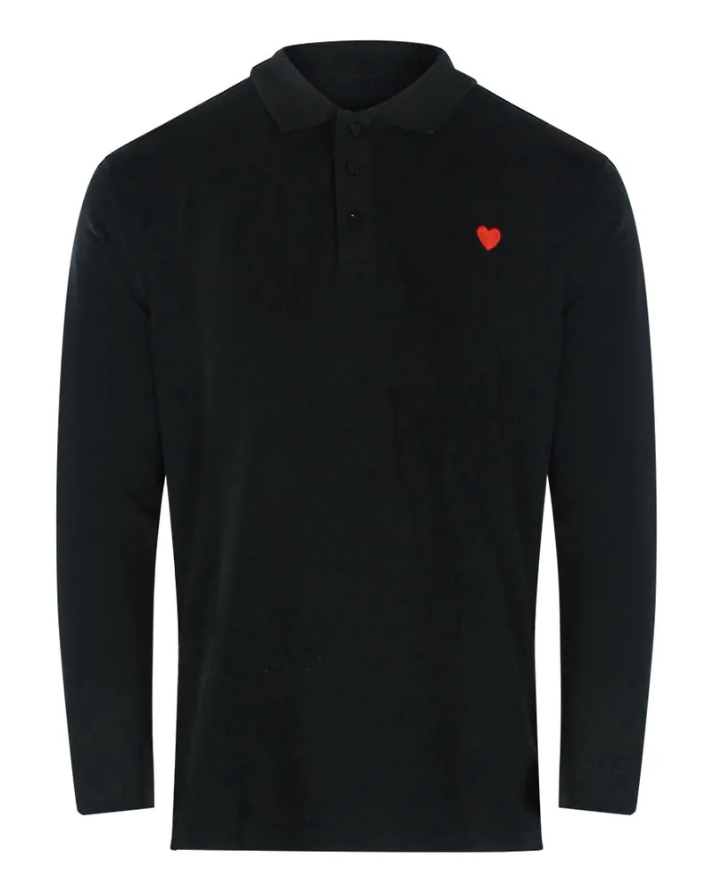 Moschino Love  Langarm-poloshirt Mit Kleinem Herzlogo, Schwarz Schwarz