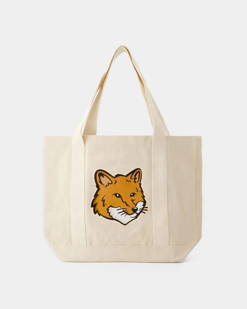 Kitsuné Tote Bag Fox Head - Maison Kitsune - Baumwolle - Beige Beige
