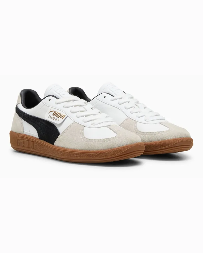 Puma Palermo Leder-Sneaker, Weiß/Schwarz Weiß