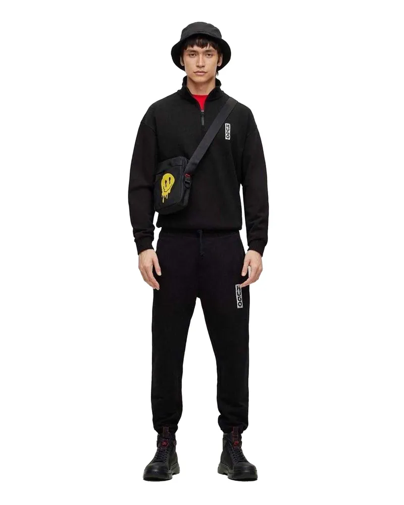 HUGO BOSS Dangula" Sweatshirt für Herren, mit kurzem Reißverschluss (Schwarz Schwarz