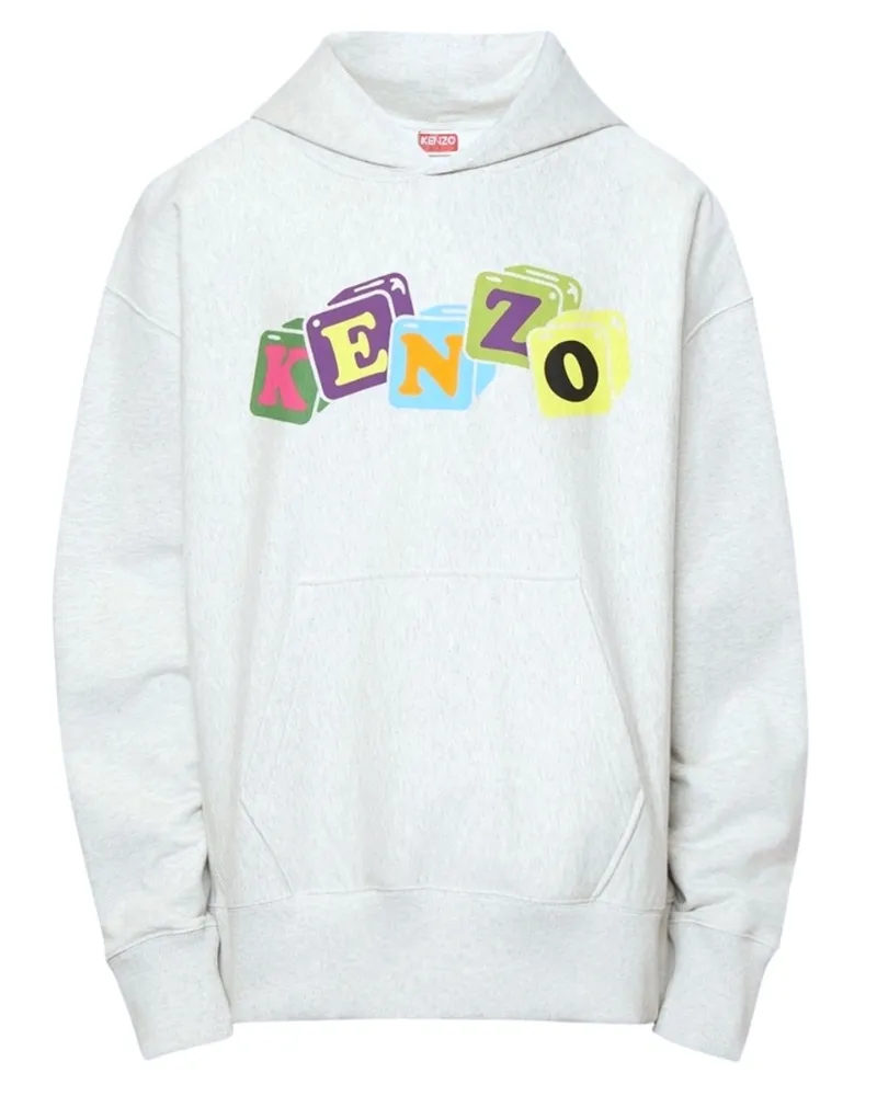 Kenzo Coloured Block Logo Grauer Kapuzenpullover Grau