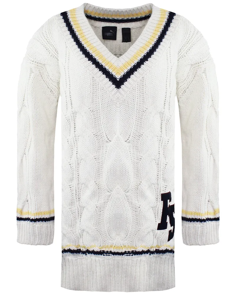 Puma x Rihanna Fenty Long Sleeve V-Ausschnitt Beige Frauenpullover 575784 01 Creme