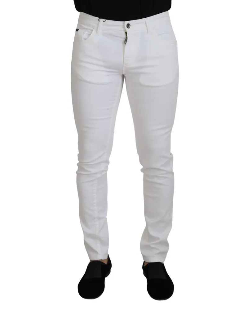 Dolce & Gabbana Schmale Passform Jeans Weiß