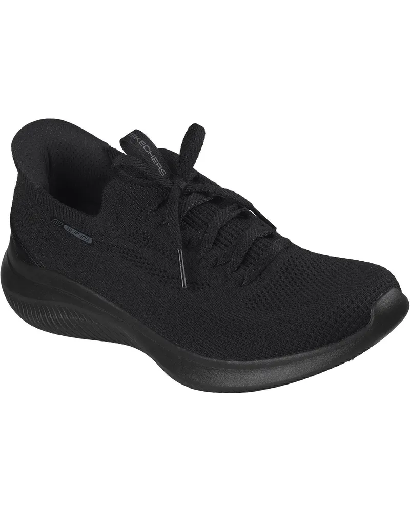 Skechers Ultra Flex 4.0 Polyester Damen Schwarz / Schwarze Sohle Sneakers Schwarz
