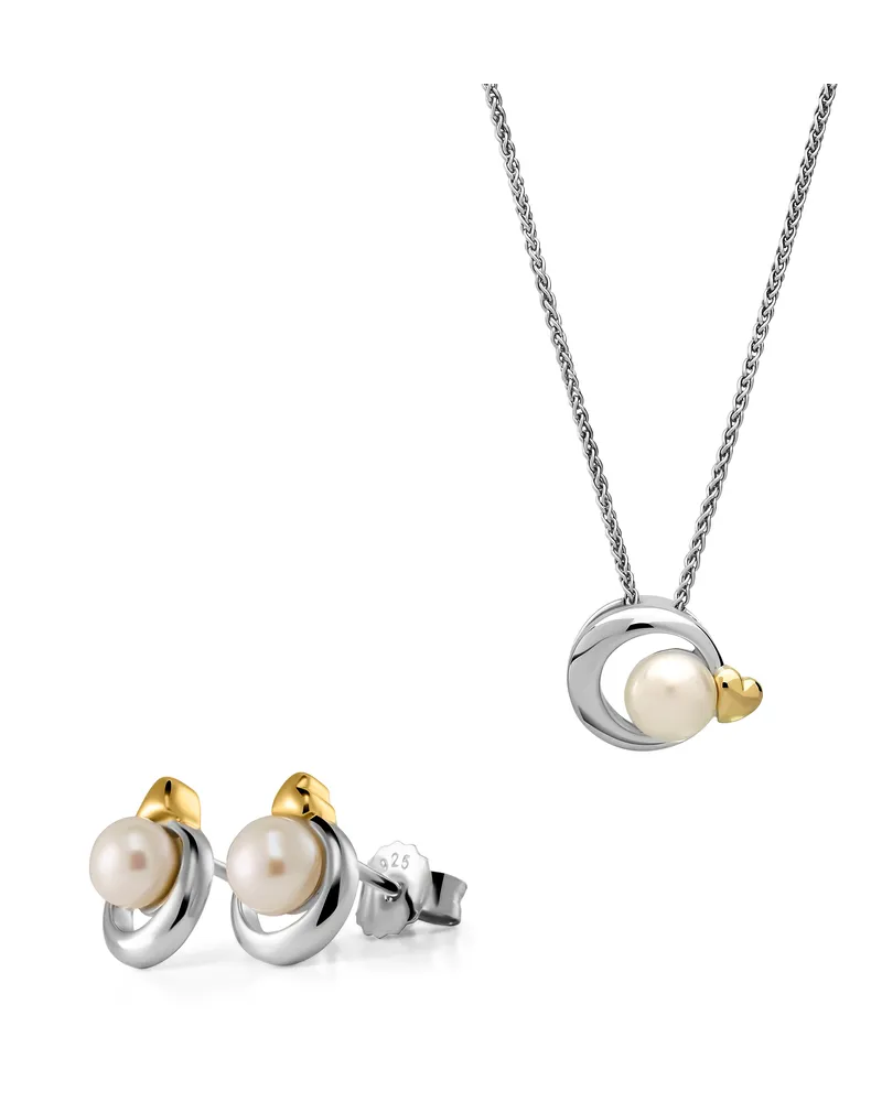 Orphelia Mathilde' Damen 925 Sterling Silber Set: Kettenanhänger + Ohrringe - Silber/Gold SET-7510/G Silber