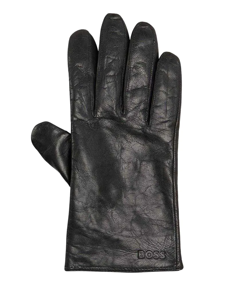 HUGO BOSS Gioli" Handschuhe für Herren, Leder, Alltag, Leicht (Schwarz Schwarz