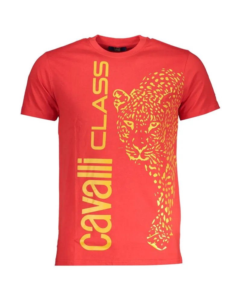 Roberto Cavalli Leopardenmuster T-Shirt Rot Orange