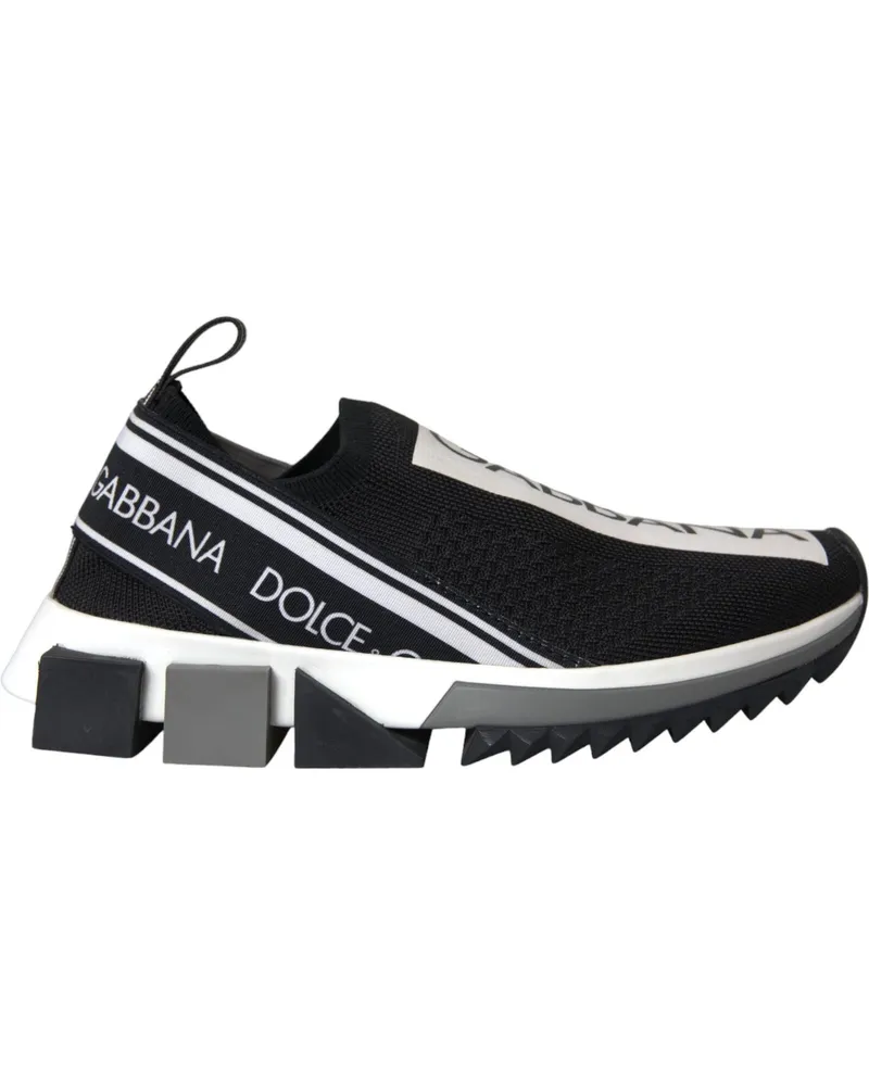 Dolce & Gabbana Black White Slip-On Sorrento Sneakerschuhe Schwarz