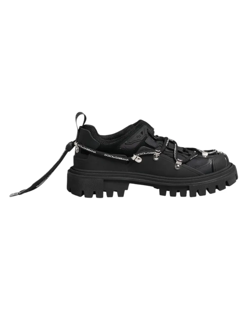 Dolce & Gabbana Schwarze Niedrige Schnür Trekking Sneaker Schuhe Schwarz