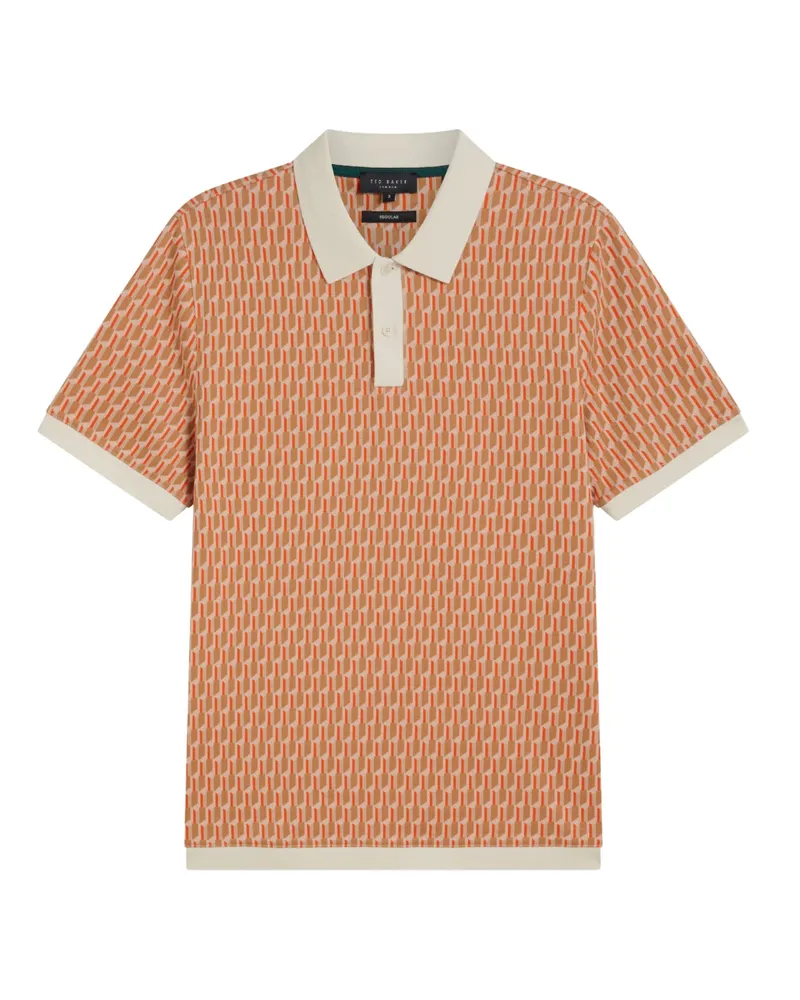 Ted Baker Hamishs Jacquard Stripe Geo Camel Poloshirt Nude