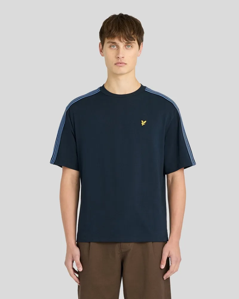 Lyle & Scott Gestreiftes T-Shirt mit Borten Marineblau