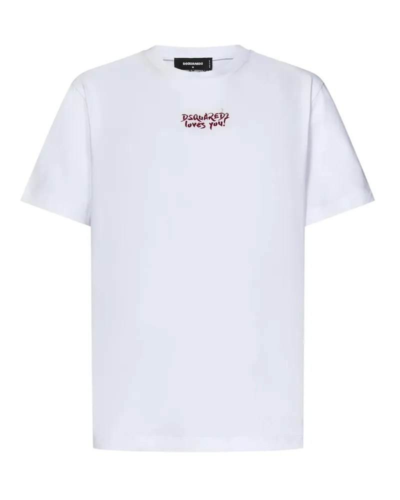 Dsquared2 Loves You Logo Weißes T-shirt Weiß