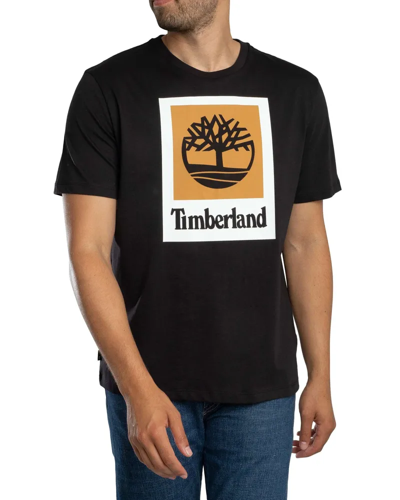 Timberland Farbiges Kurzes Grafik-T-Shirt, Schwarz Schwarz
