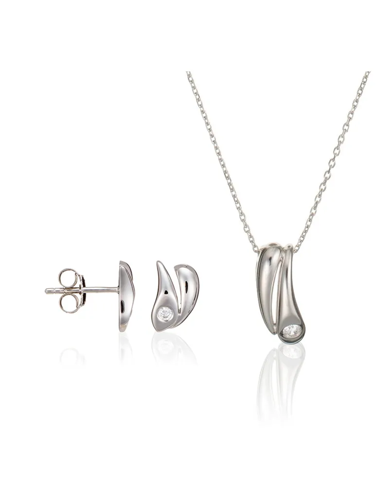 Orphelia Damen 925 Sterling Silber Set: Kette-Anhänger + Ohrringe - Silber SET-5928 Silber