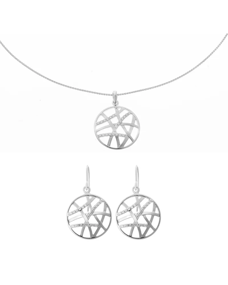 Orphelia Amabella' Damen 925 Sterling Silber Set: Kettenanhänger + Ohrringe - Silber SET-7098 Silber