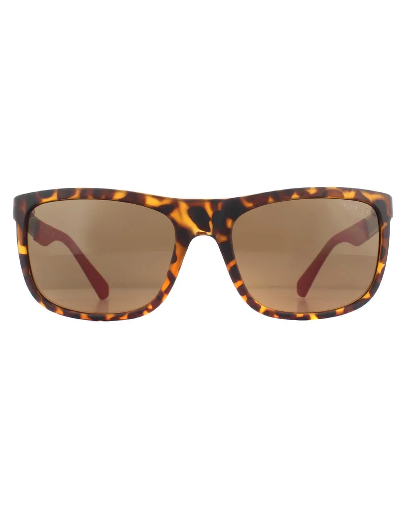 Guess Rectangle Mens Dark Havana Brown Polarisierte Sonnenbrille Braun
