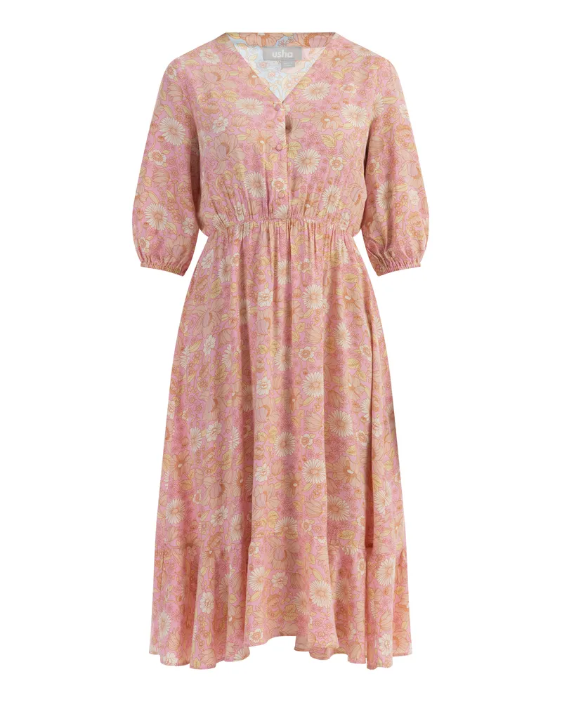 Usha Midikleid Damen Rosa Mehrfarbig Mehrfarbig