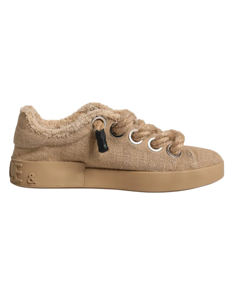 Dolce & Gabbana Niedrig geschnittene Sneaker aus Jute-Stoff für Herren - Braun Braun