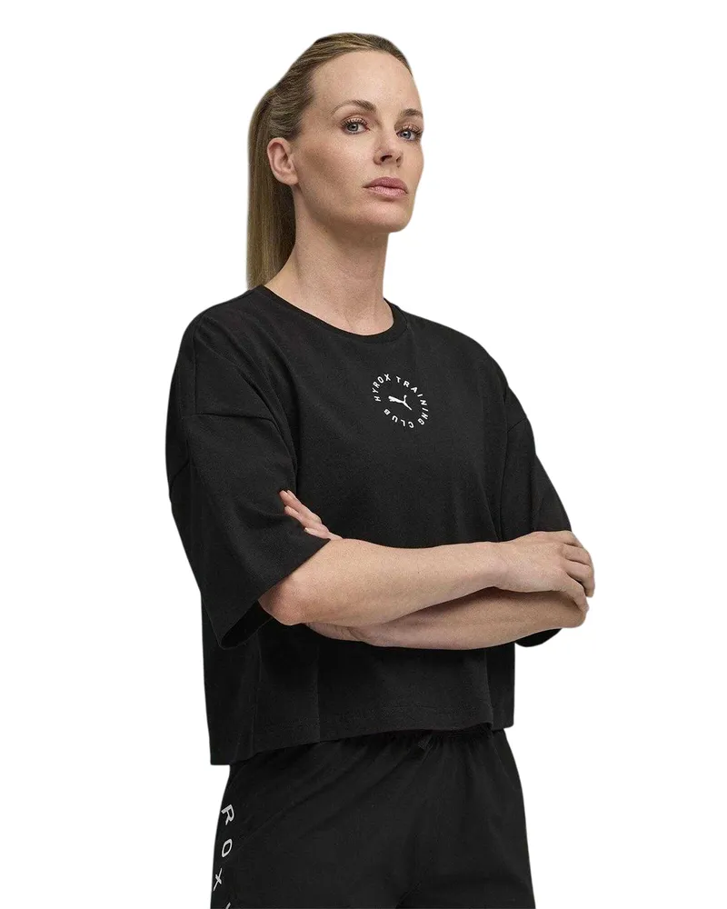 Puma Hyrox" T-Shirt für Damen, kurz geschnitten (Schwarz Schwarz