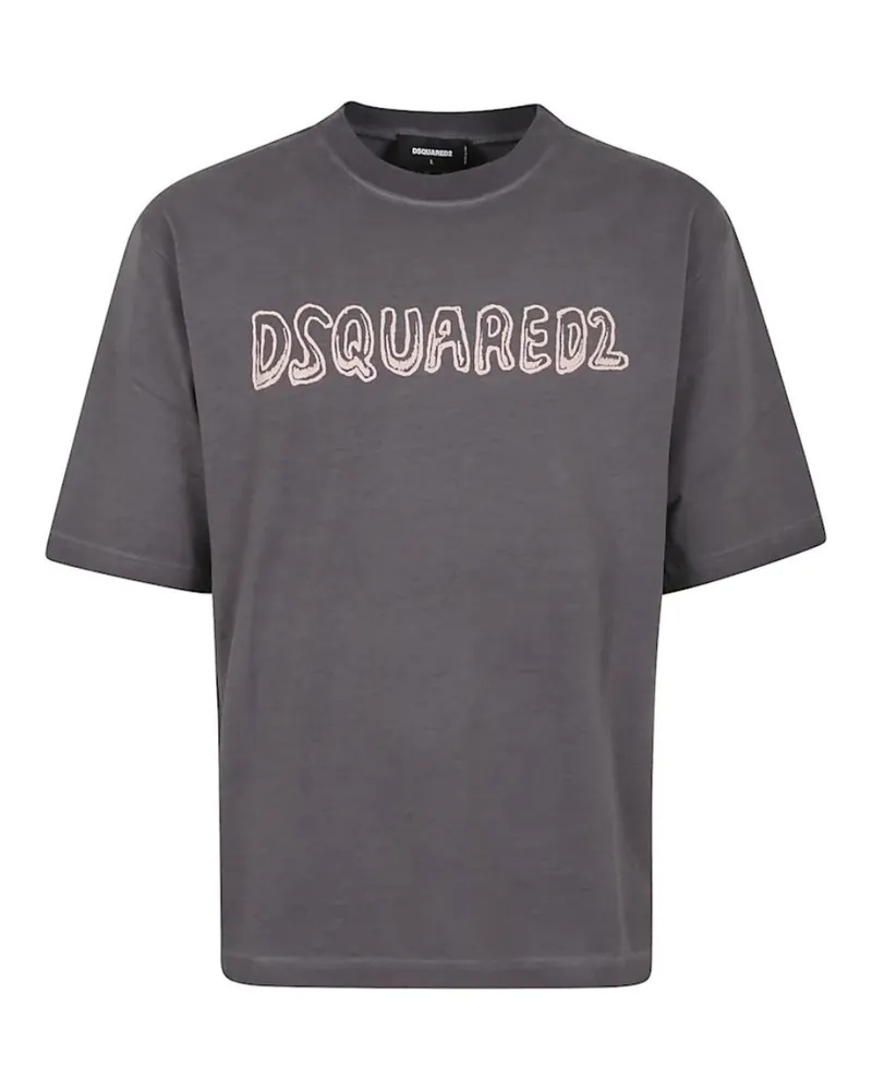 Dsquared2 Best Fade Loose Fit Cartoon Logo T-shirt Anthrazitgrau Grau