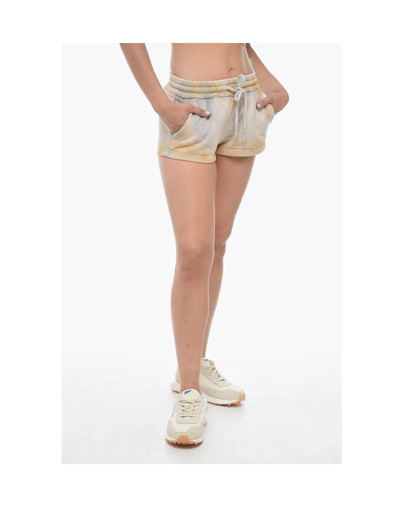 OFF-WHITE LAUNDRY Shorts mit Acid-Wash-Effekt und Kordelzug in der Taille in Beige, Blau Beige