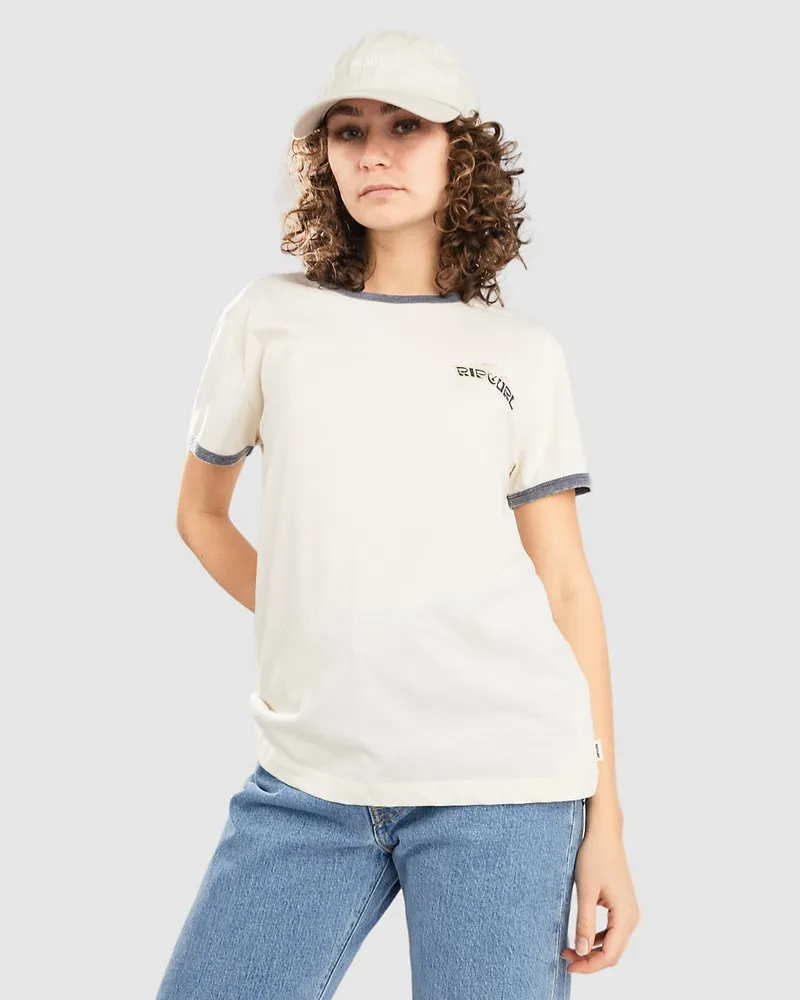 Rip Curl Ringer Neon T-Shirt Weiß