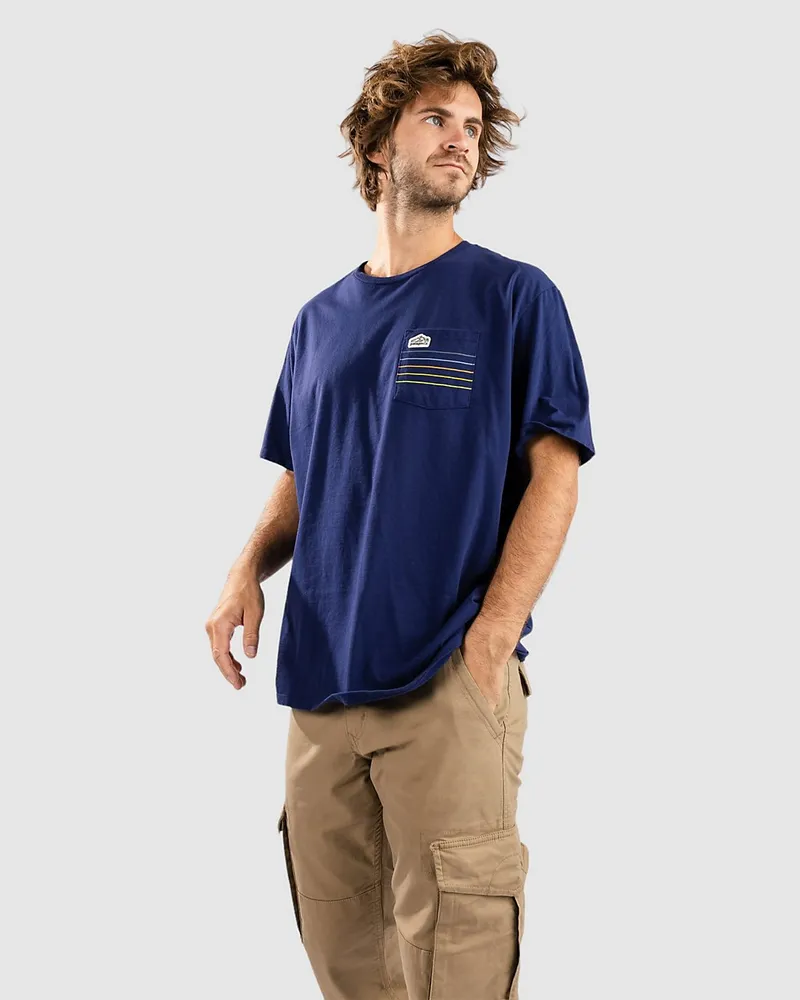 Patagonia Line Logo Ridge Stripe Organic Pocket T-Shirt Blau