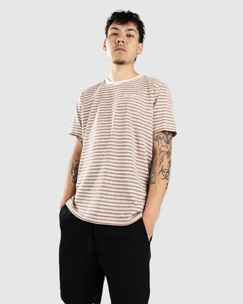 Anerkjendt Akrod S Cot-Linen Stripe T-Shirt Rot