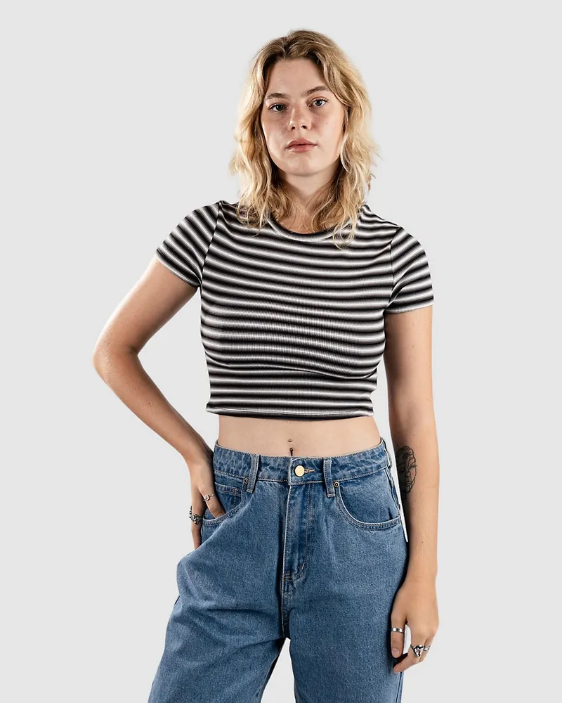 Zine Irina T-Shirt wht striped Schwarz