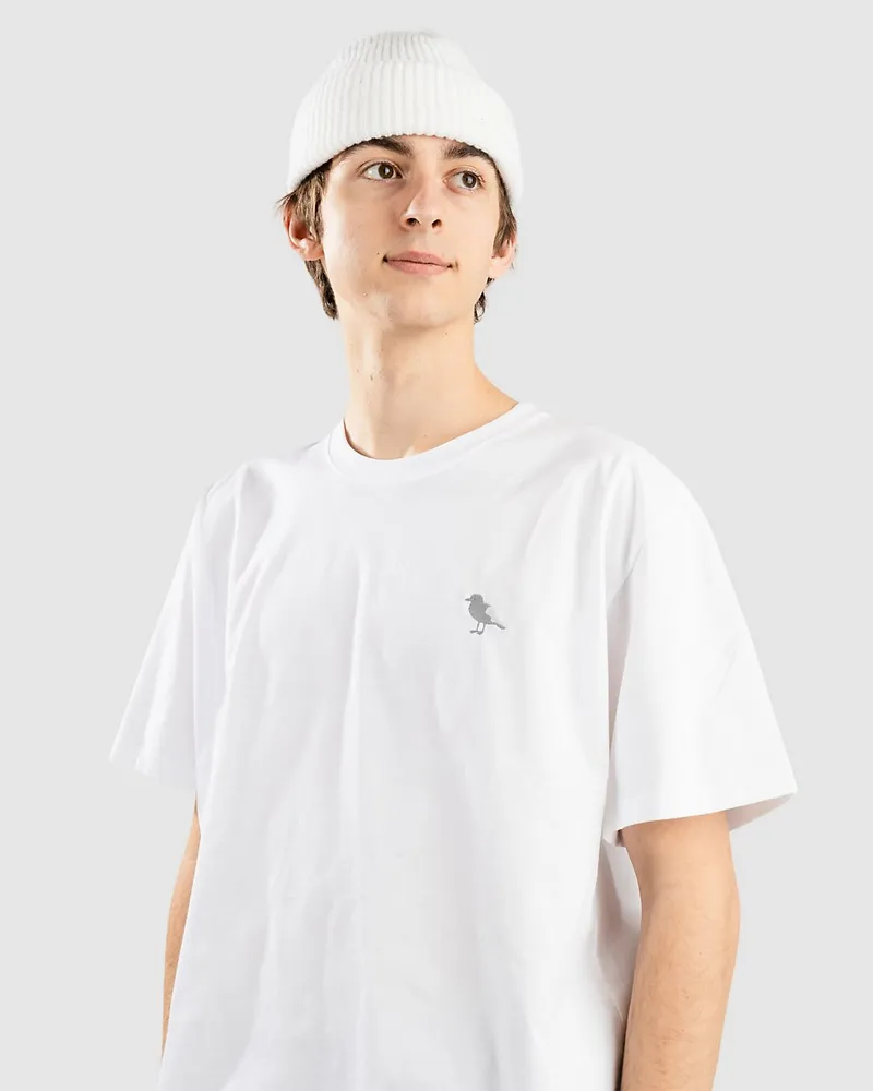 Cleptomanicx Embroidery Gull Mono T-Shirt Weiss