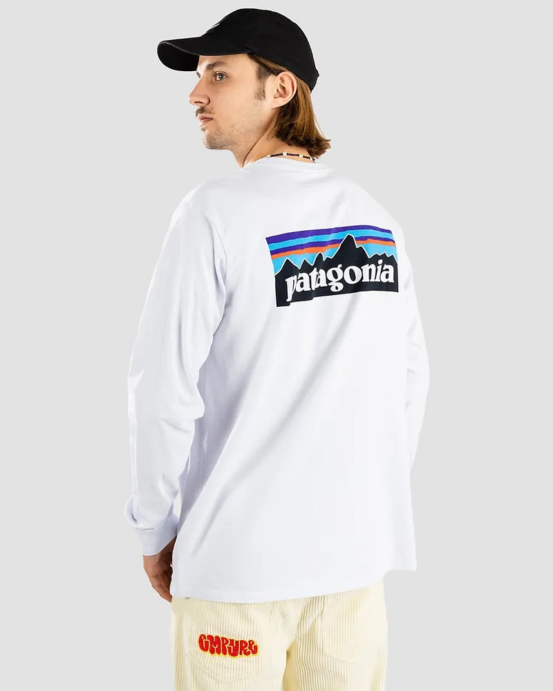 Patagonia P-6 Logo Responsibili Longsleeve Weiss