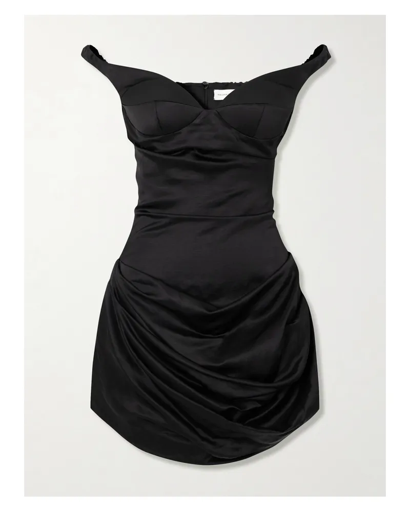 Magda Butrym Schulterfreies Minikleid Aus Satin Mit Raffungen - Schwarz Schwarz