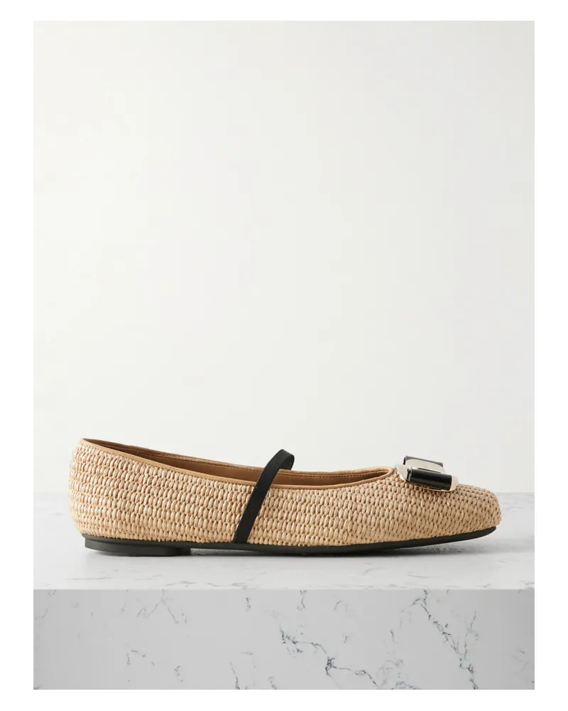 Ferragamo New Vara Flache Schuhe Aus Raffiabast Mit Verzierungen - Neutral Neutral